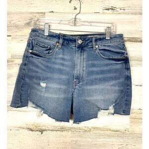 Blank NYC Womens 29 Reeve High Rise Ribcage Distressed Boho Denim Shorts NWT